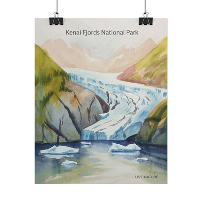 Kenai Fjords National Park Watercolor Poster Print