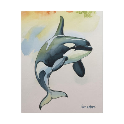Orca Watercolor Art Print 'Live Nature' Matte Finish