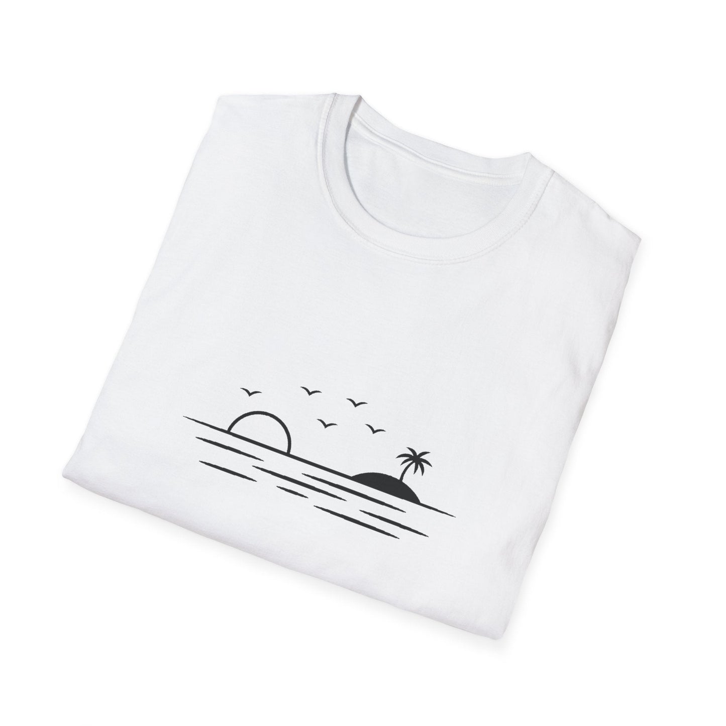 Unisex Softstyle T-Shirt - a-minimalist-digital-illustration-of-a-t_5Qn8TyDZRJaaFe871tUxrA_MY0h6t9TQQ-XL34SKG1uNw (Front Only) - Unisex Softstyle T-Shirt (Smart: Original on light)