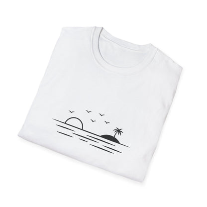 Unisex Softstyle T-Shirt - a-minimalist-digital-illustration-of-a-t_5Qn8TyDZRJaaFe871tUxrA_MY0h6t9TQQ-XL34SKG1uNw (Front Only) - Unisex Softstyle T-Shirt (Smart: Original on light)