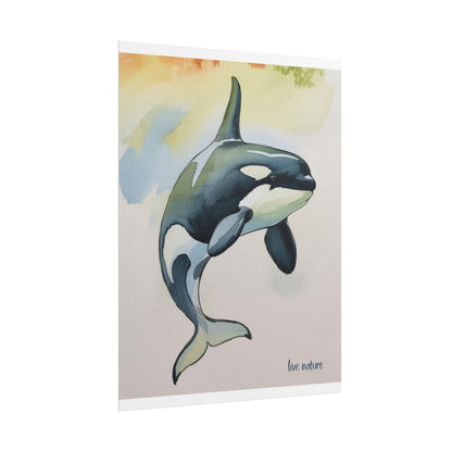 Orca Watercolor Art Print 'Live Nature' Matte Finish