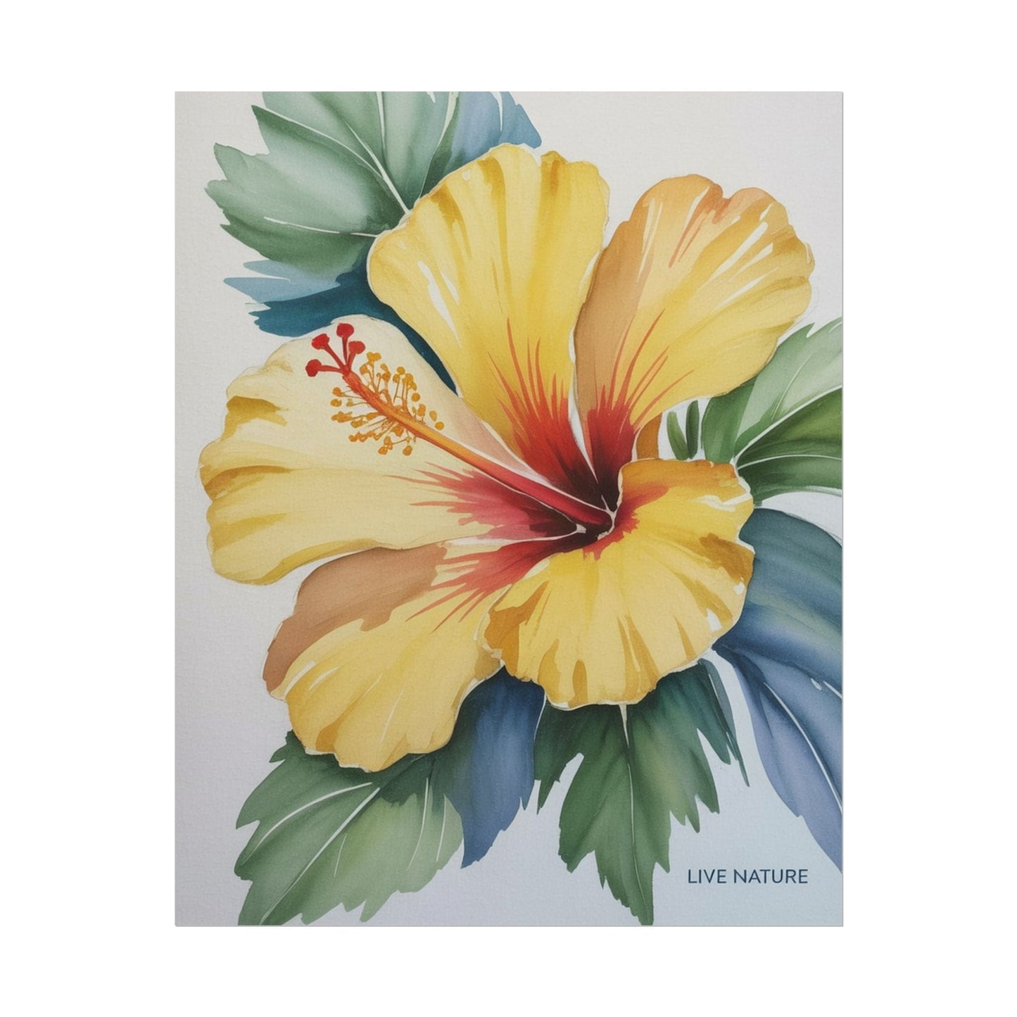Yellow Hibiscus Watercolor Art Print - Live Nature