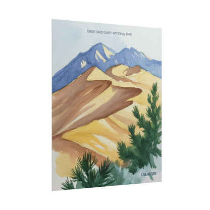 Great Sand Dunes National Park Watercolor Art Print