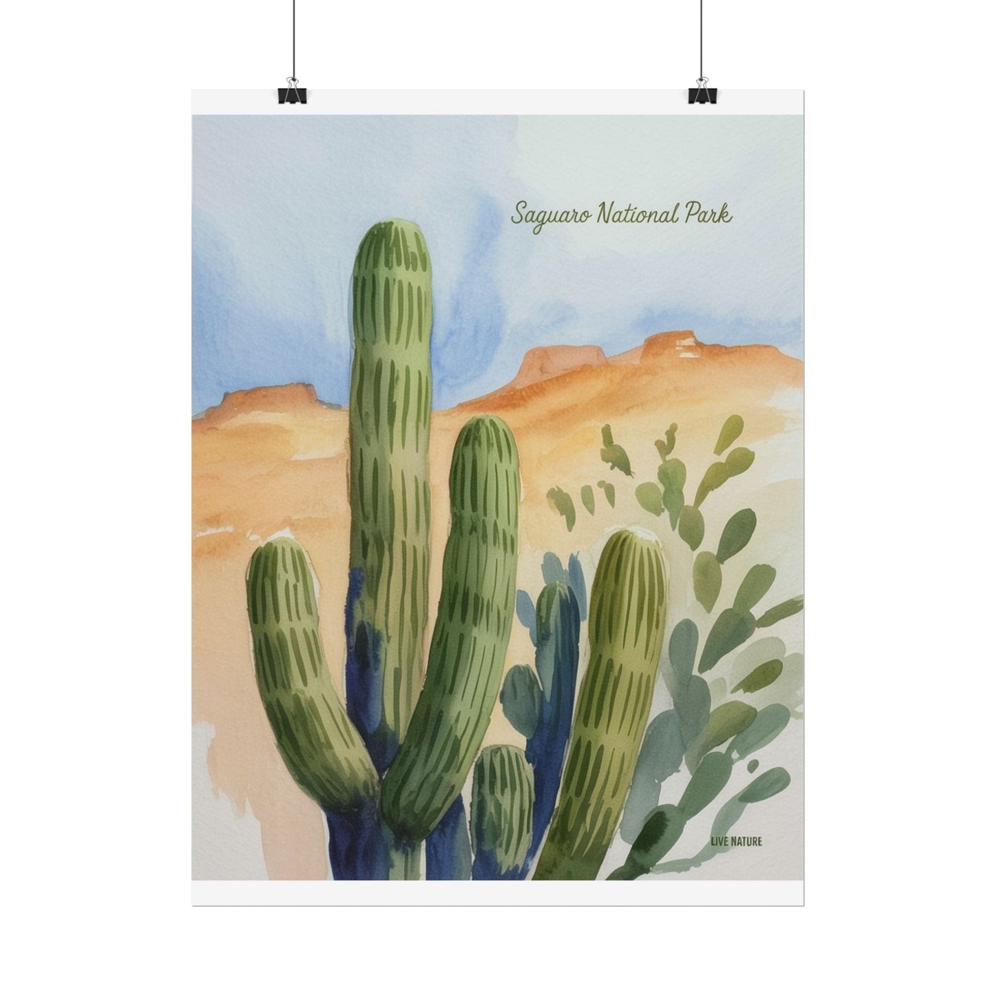 Saguaro National Park Watercolor Cactus Art Print