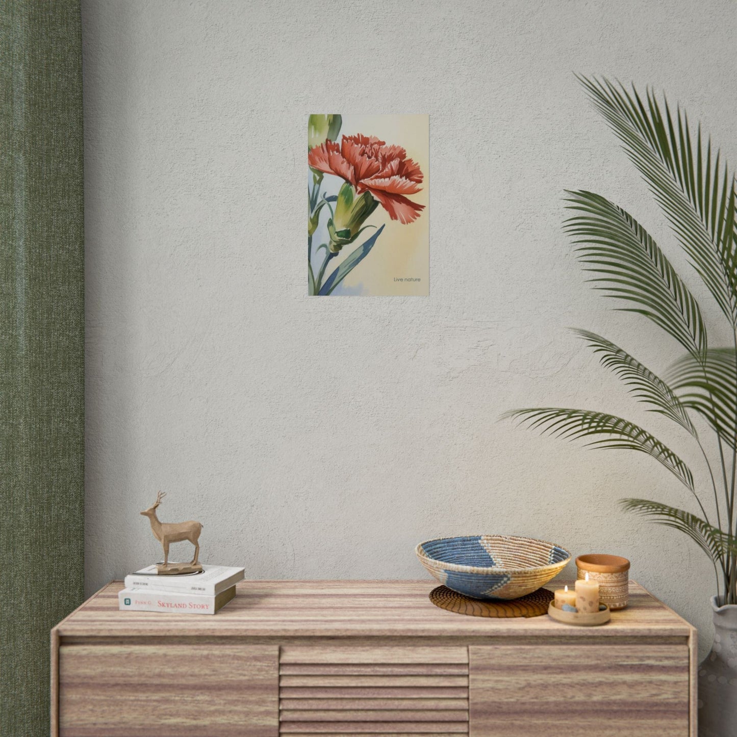 Scarlet Carnation Watercolor Art Print 'Live Nature