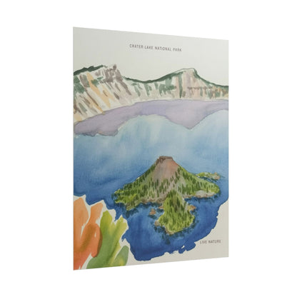 Crater Lake National Park Watercolor Art Print