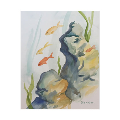Underwater Reef Scene Watercolor Print 'Live Nature