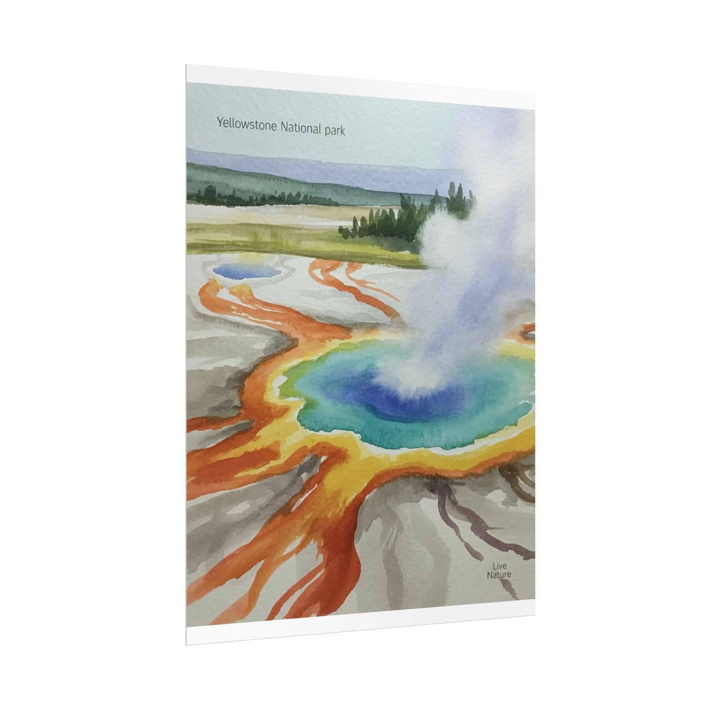 Yellowstone Grand Prismatic Spring Watercolor Poster