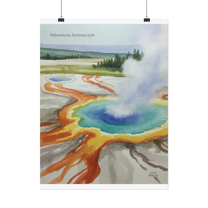 Yellowstone Grand Prismatic Spring Watercolor Poster