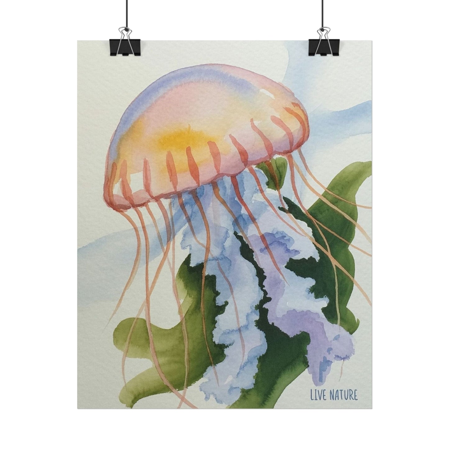 Jellyfish Watercolor Art Print 'Live Nature' Design