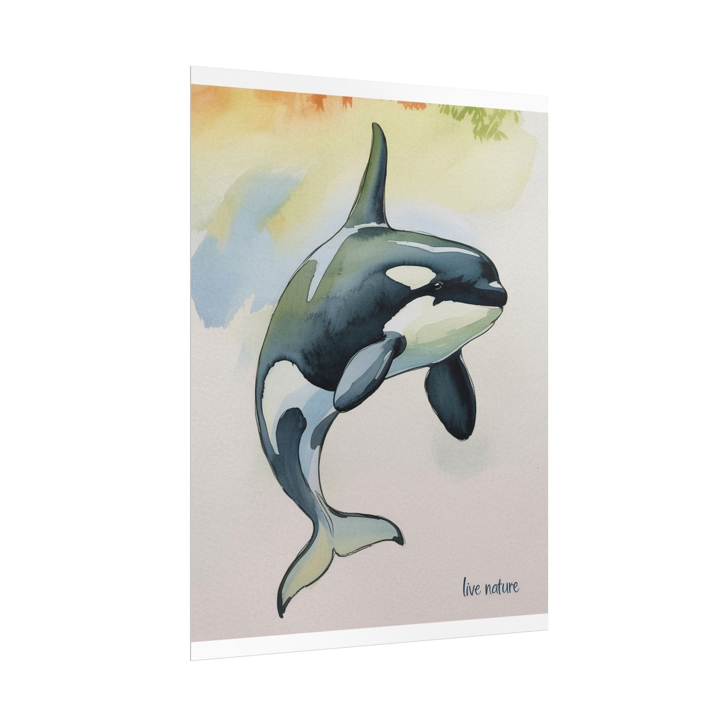 Orca Watercolor Art Print 'Live Nature' Matte Finish
