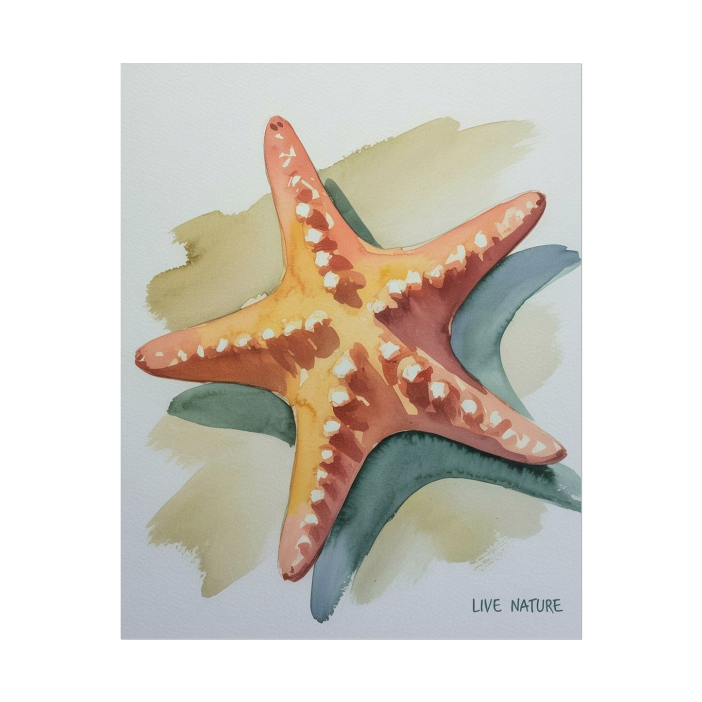 Starfish Watercolor Art Print 'Live Nature' Design