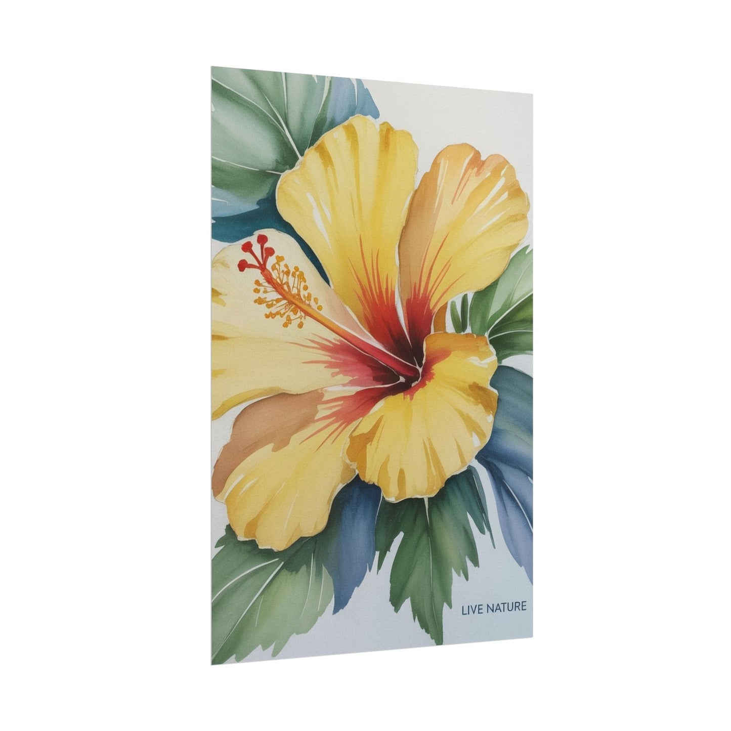 Yellow Hibiscus Watercolor Art Print - Live Nature