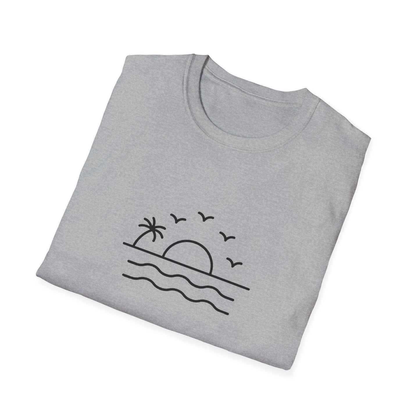 Unisex Softstyle T-Shirt - a-minimalist-line-art-design-of-a-sunset_B9LWPh1YTyuVDYFMKv29bA_oU-NM7WSQjKeT6U6zWky4w (Front Only) - Unisex Softstyle T-Shirt (Smart: Original on light)