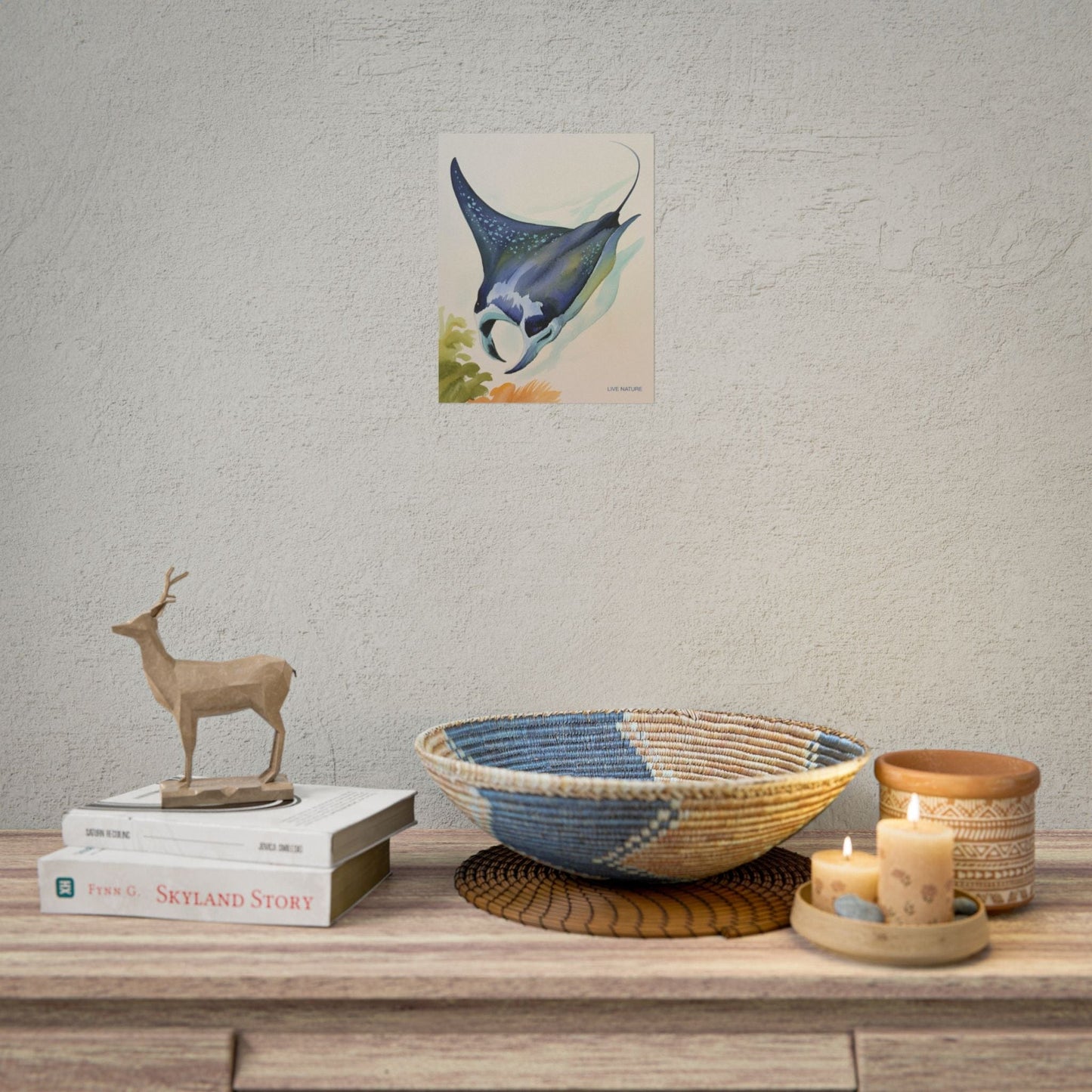 Manta Ray Watercolor Art Print 'Live Nature' Design