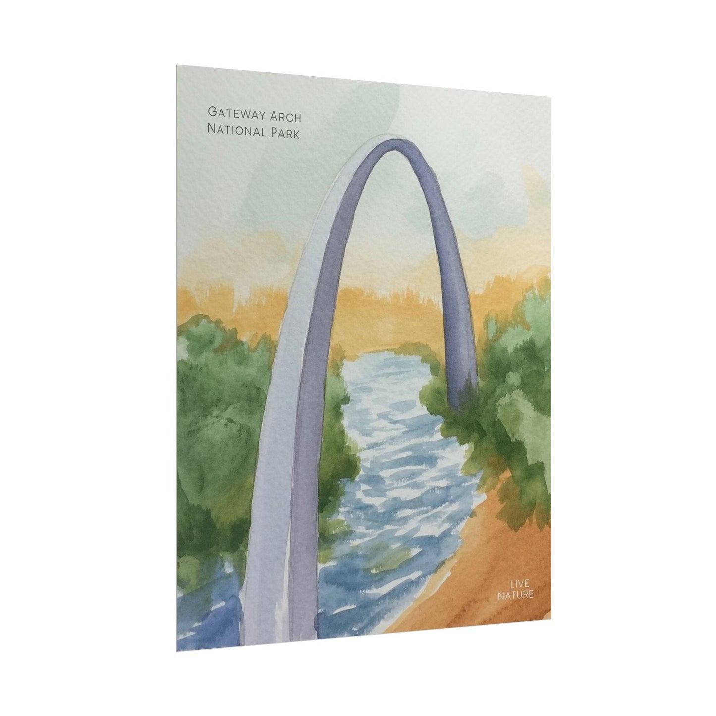 Gateway Arch National Park Watercolor Poster Print
