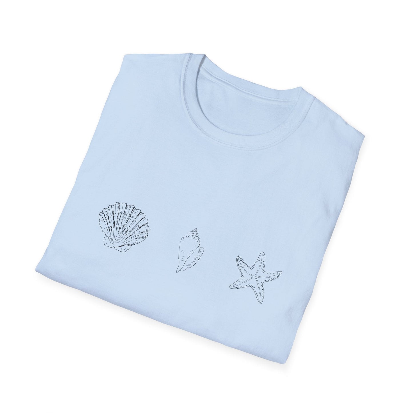 Unisex Softstyle T-Shirt - Sea Shells (Front Only) - Unisex Softstyle T-Shirt (Smart: Original on light)