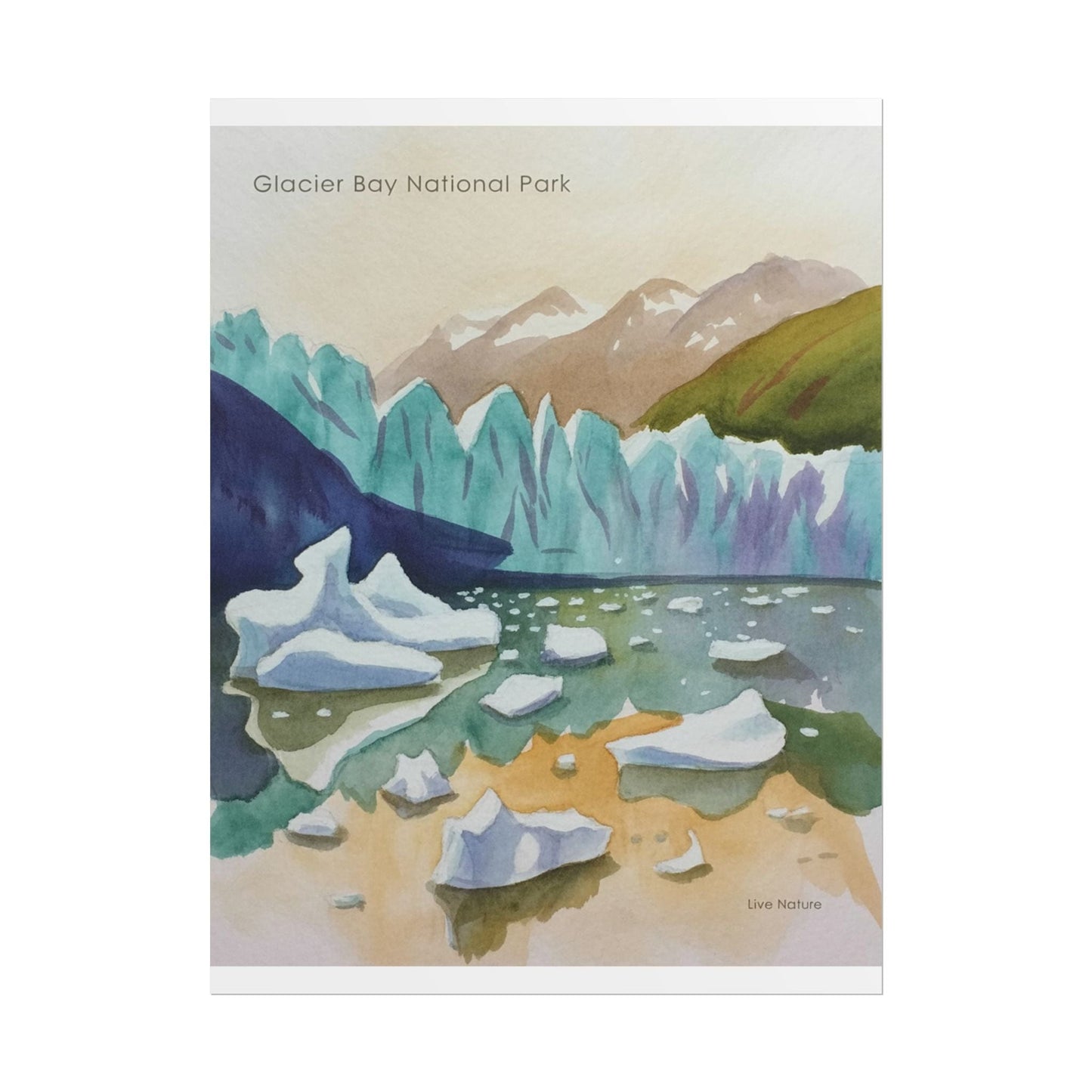 Glacier Bay National Park Watercolor Art Poster