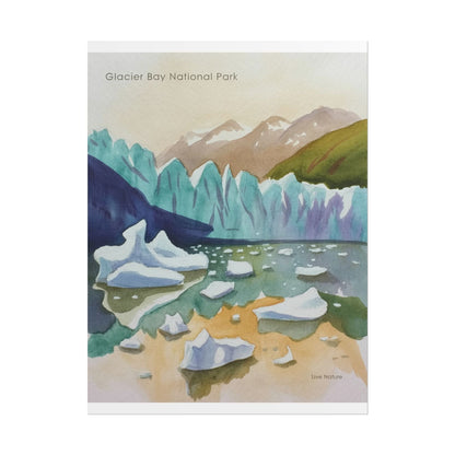Glacier Bay National Park Watercolor Art Poster