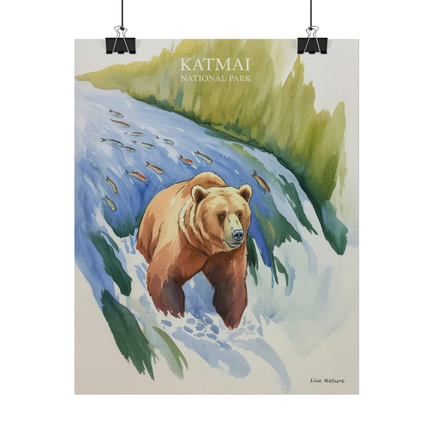 Katmai National Park Bear Watercolor Art Print