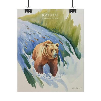 Katmai National Park Bear Watercolor Art Print