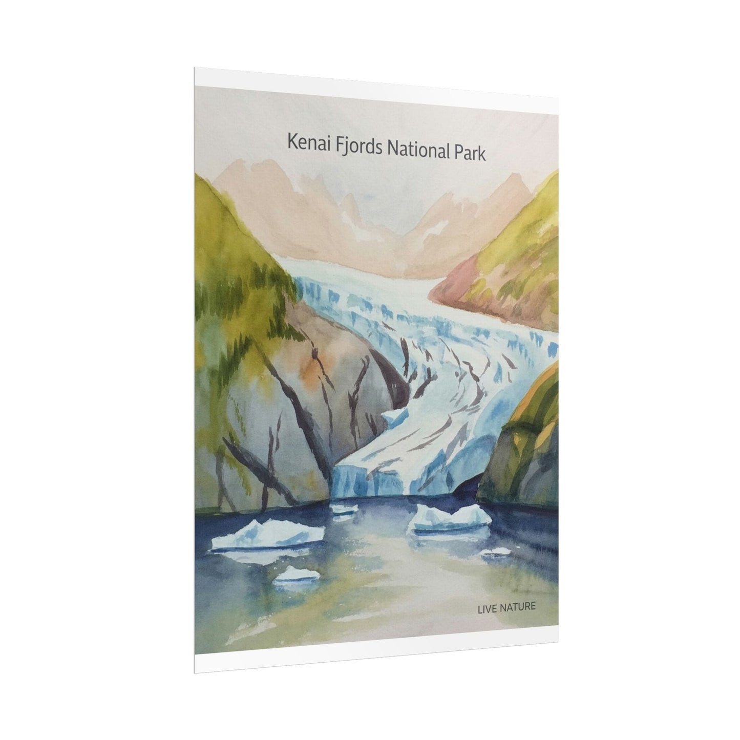 Kenai Fjords National Park Watercolor Poster Print