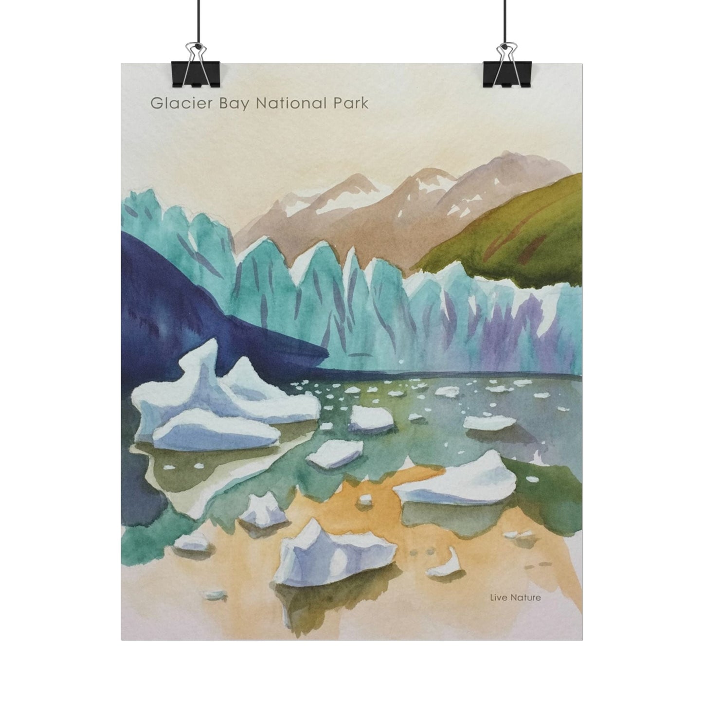 Glacier Bay National Park Watercolor Art Poster