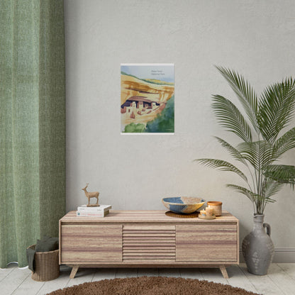 Mesa Verde National Park Cliff Dwellings Watercolor Poster
