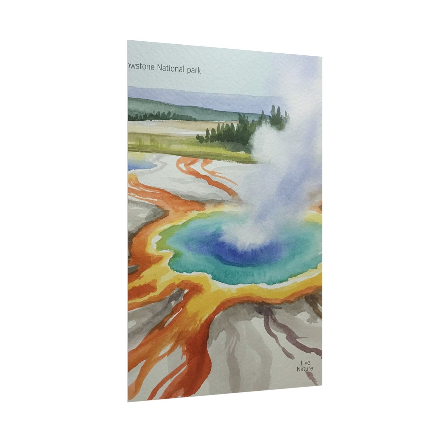 Yellowstone Grand Prismatic Spring Watercolor Poster