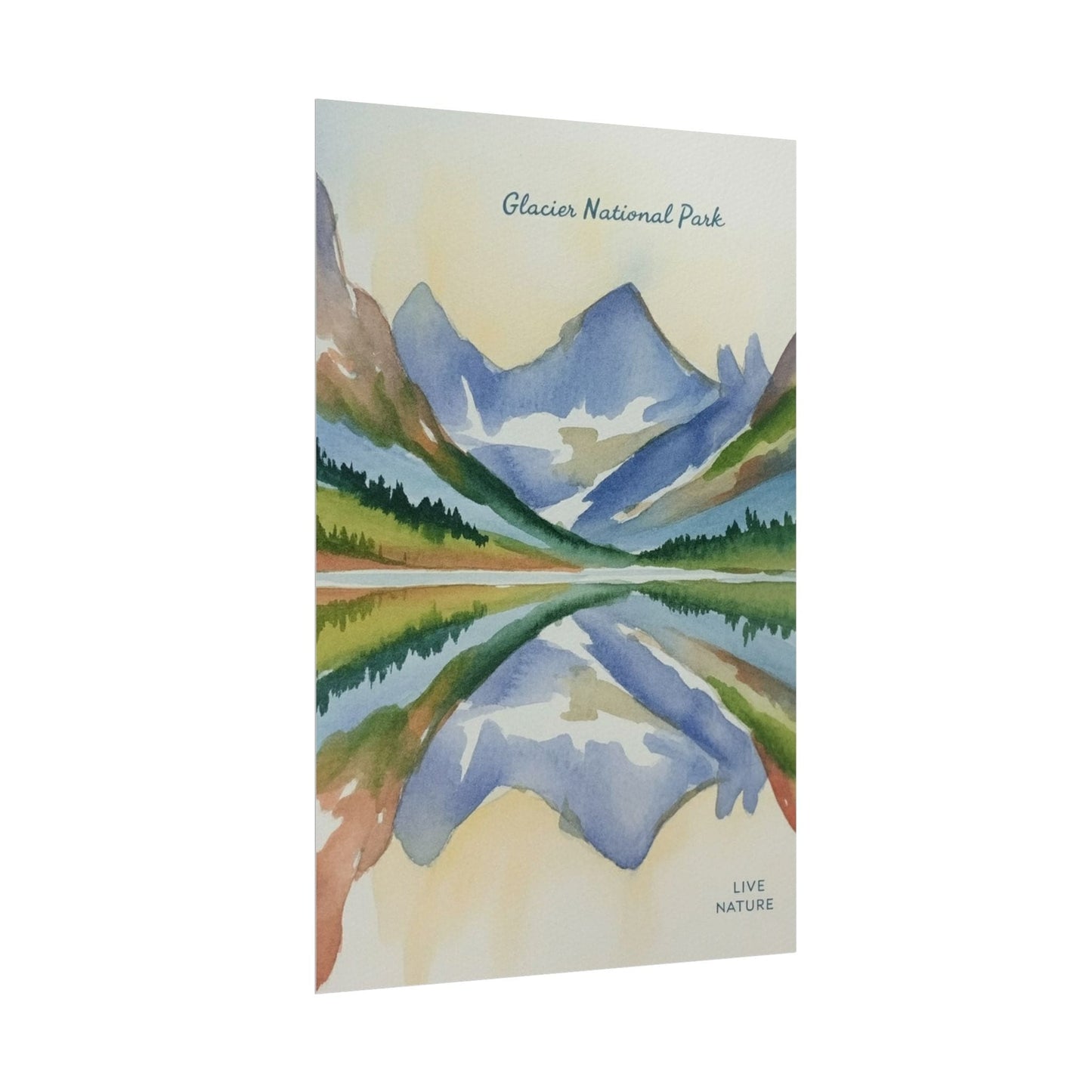 Glacier National Park Watercolor Reflection Poster