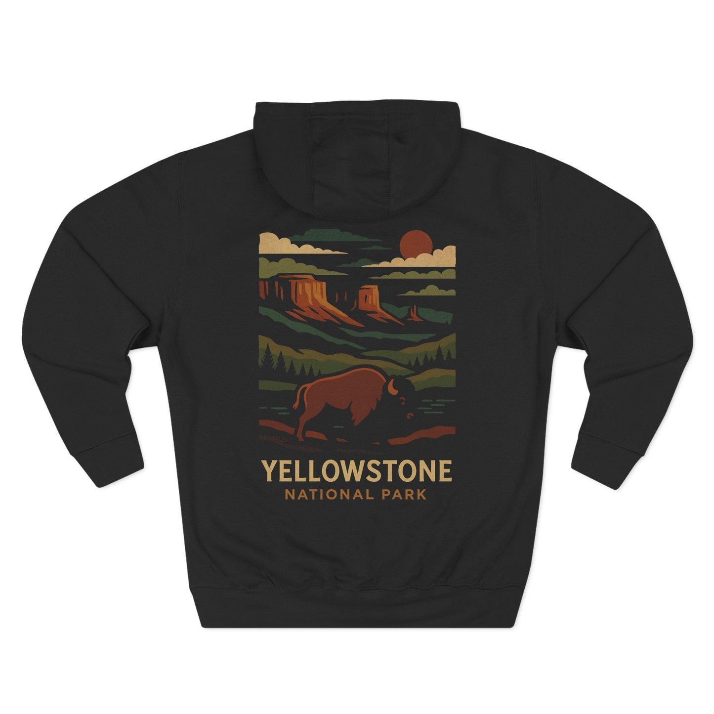 Three-Panel Fleece Hoodie - yellow stone antional; (Front+Back) - Three-Panel Fleece Hoodie