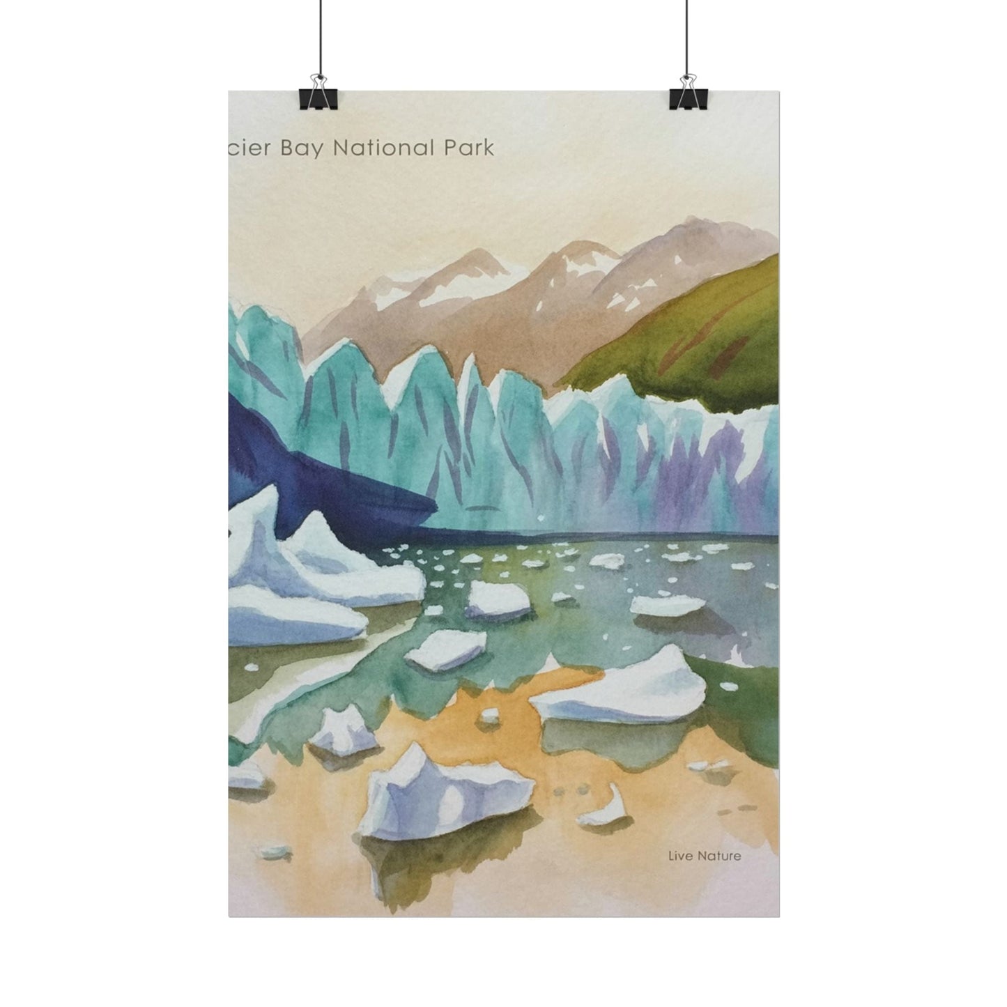 Glacier Bay National Park Watercolor Art Poster