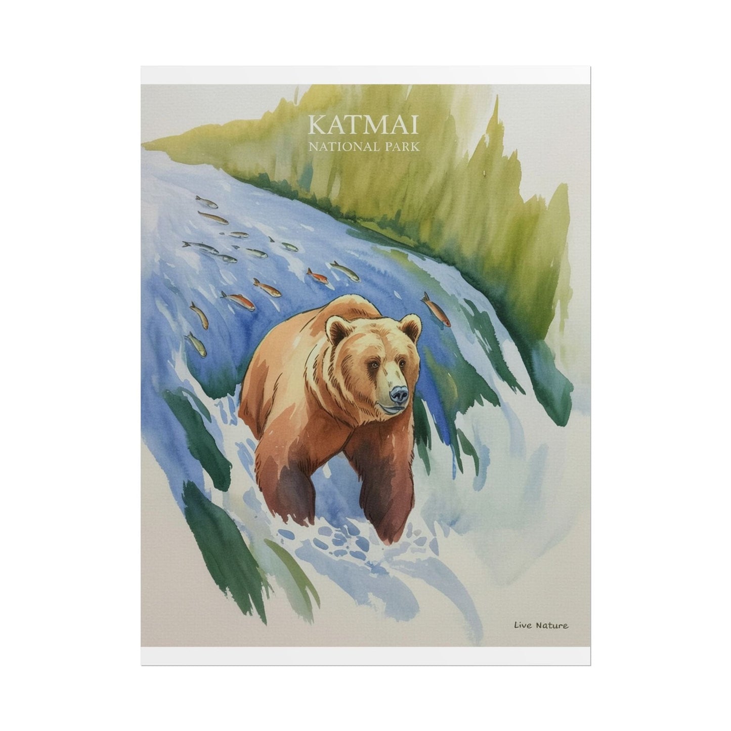Katmai National Park Bear Watercolor Art Print