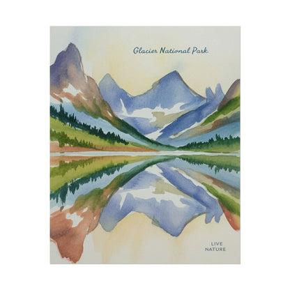 Glacier National Park Watercolor Reflection Poster