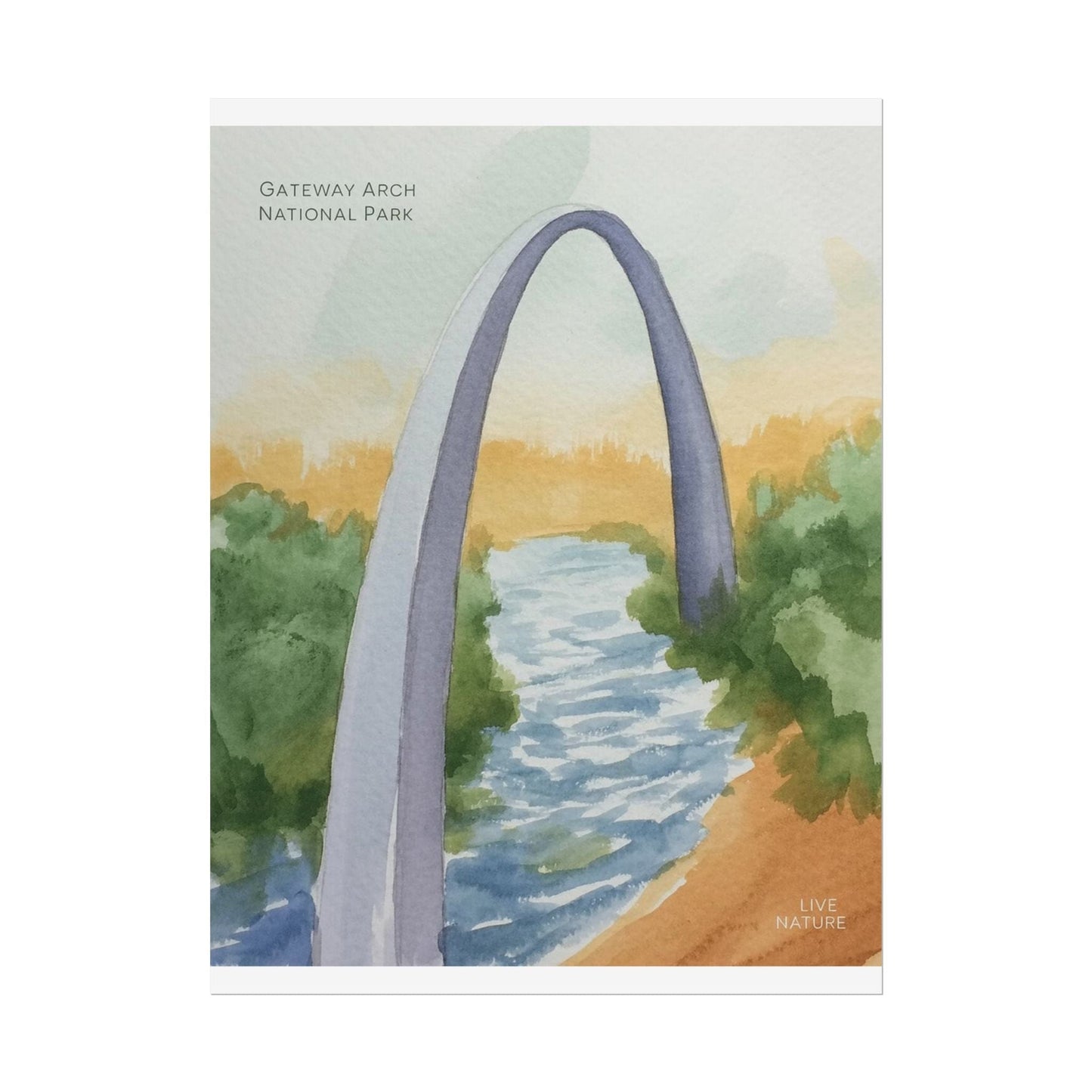 Gateway Arch National Park Watercolor Poster Print