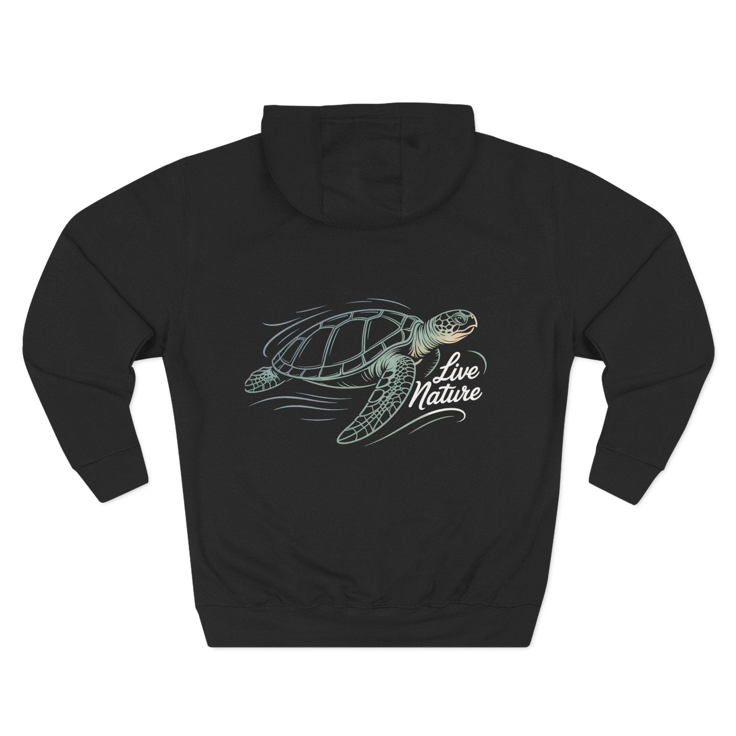 Three-Panel Fleece Hoodie - line-art-illustration-of-a-sea-turtle-gl_CXYPSlvYSdK4RbbzfiaDqQ_nwRMGR2vQcCtOfC5twm74Q (Front+Back) - Three-Panel Fleece Hoodie