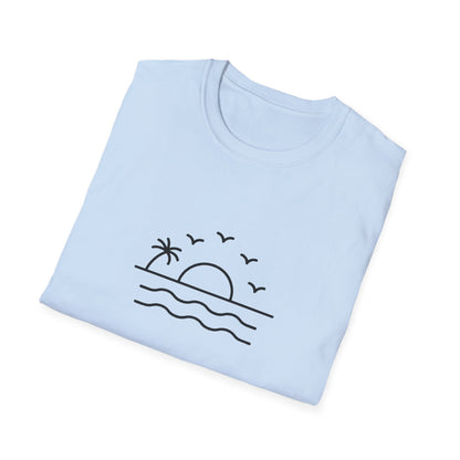 Unisex Softstyle T-Shirt - a-minimalist-line-art-design-of-a-sunset_B9LWPh1YTyuVDYFMKv29bA_oU-NM7WSQjKeT6U6zWky4w (Front Only) - Unisex Softstyle T-Shirt (Smart: Original on light)