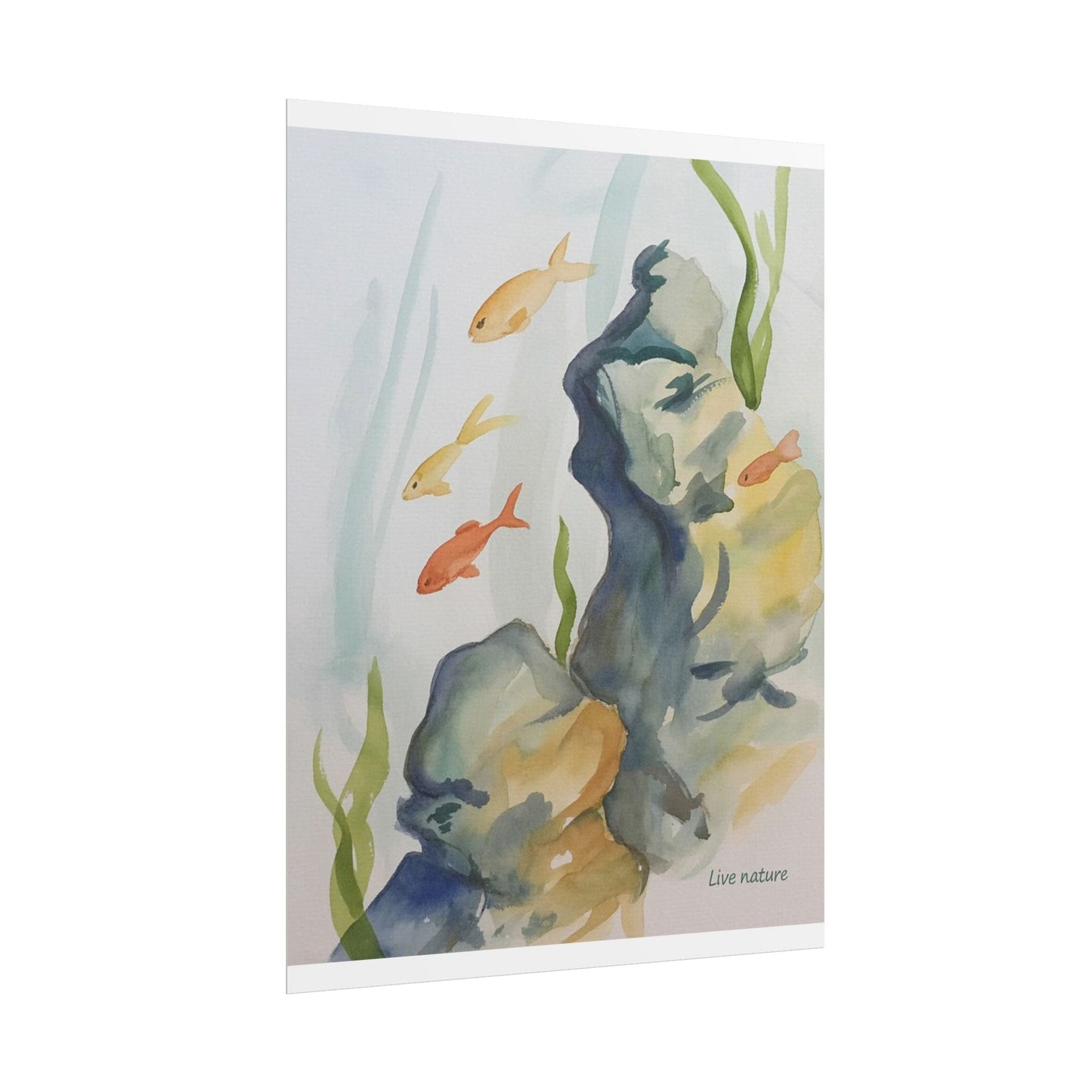 Underwater Reef Scene Watercolor Print 'Live Nature