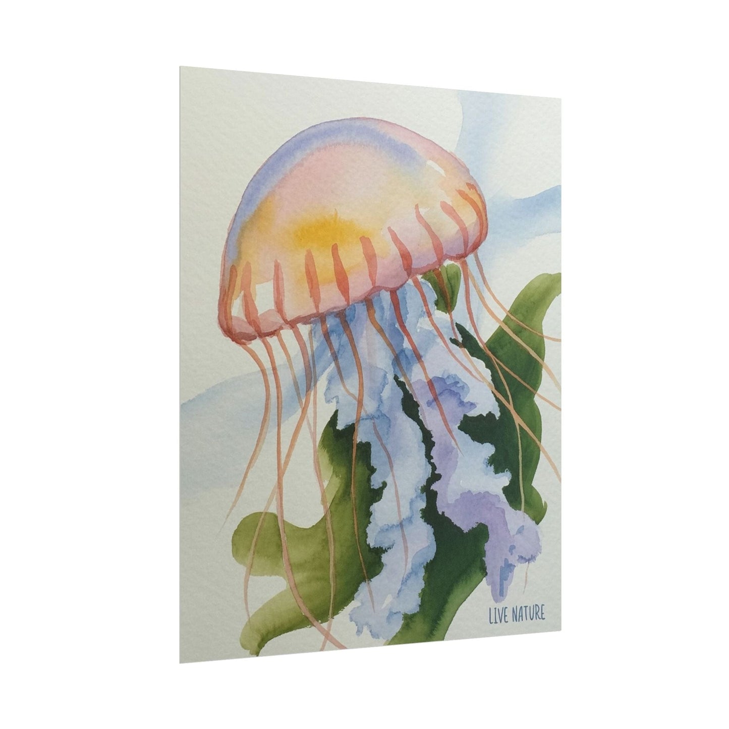 Jellyfish Watercolor Art Print 'Live Nature' Design