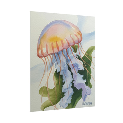 Jellyfish Watercolor Art Print 'Live Nature' Design