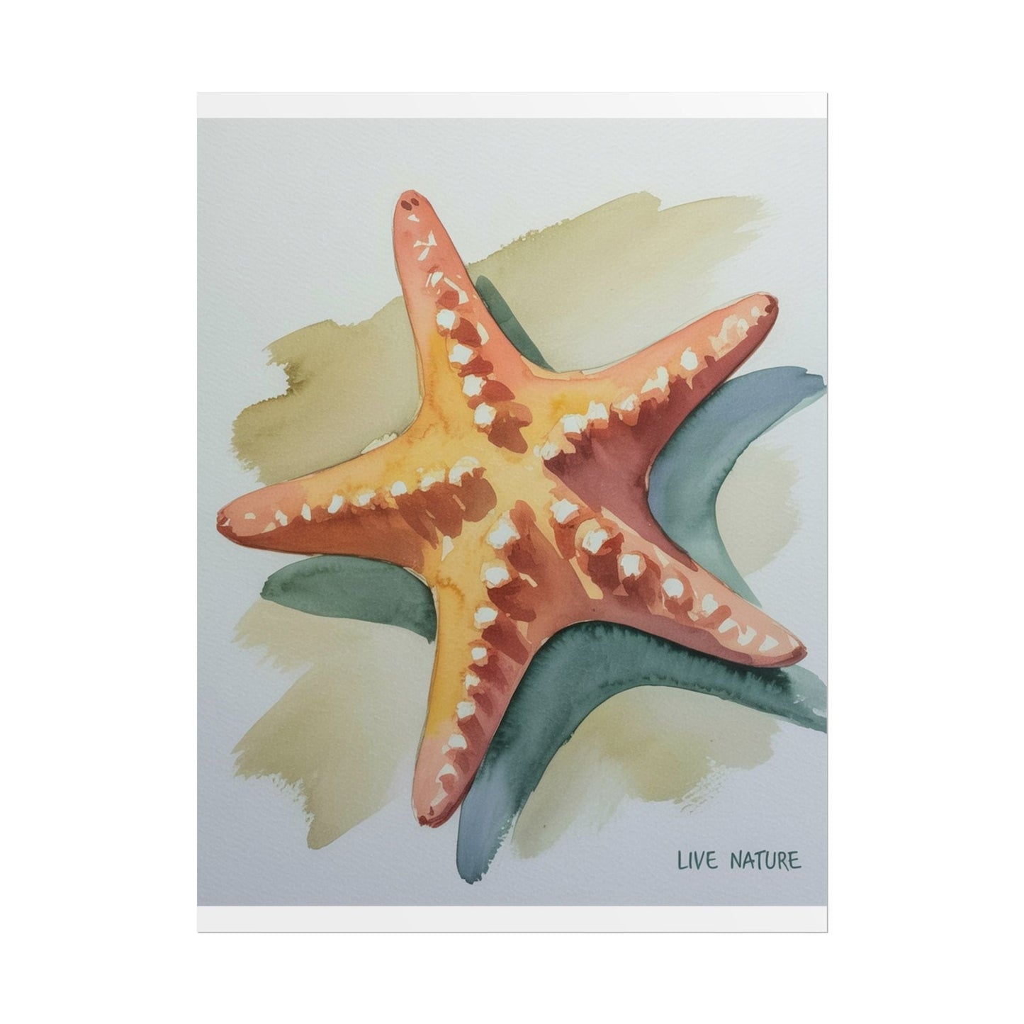 Starfish Watercolor Art Print 'Live Nature' Design