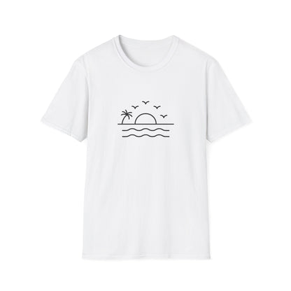 Unisex Softstyle T-Shirt - a-minimalist-line-art-design-of-a-sunset_B9LWPh1YTyuVDYFMKv29bA_oU-NM7WSQjKeT6U6zWky4w (Front Only) - Unisex Softstyle T-Shirt (Smart: Original on light)