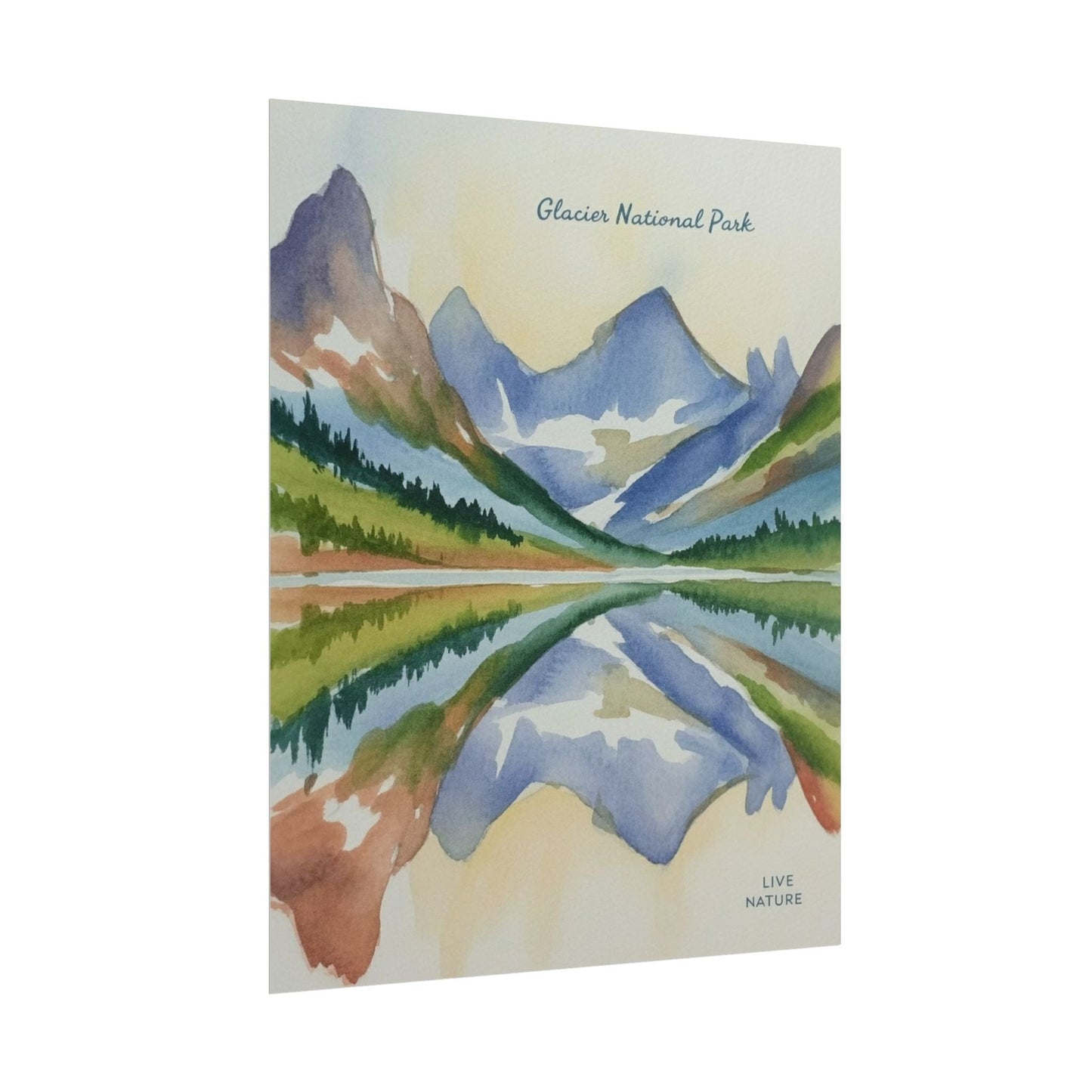 Glacier National Park Watercolor Reflection Poster