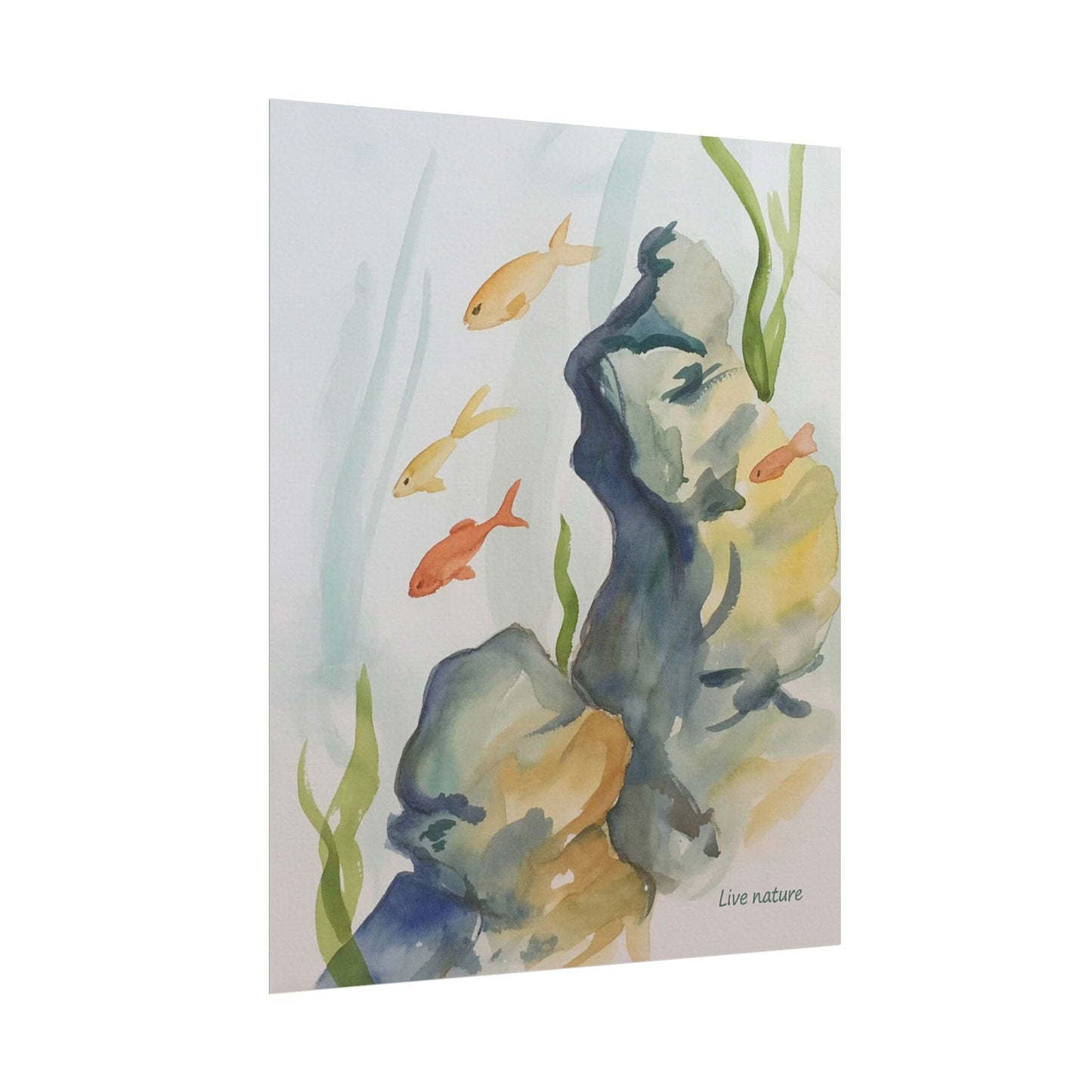 Underwater Reef Scene Watercolor Print 'Live Nature