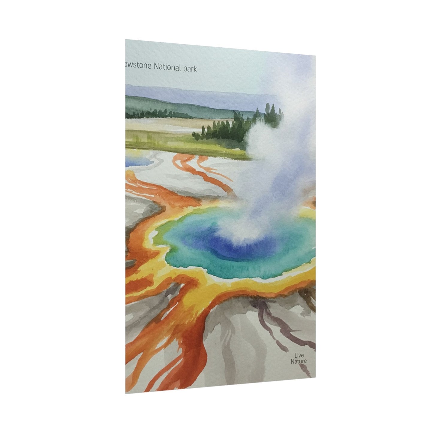 Yellowstone Grand Prismatic Spring Watercolor Poster