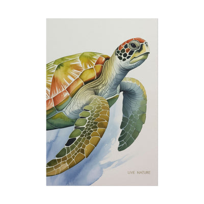 Sea Turtle Watercolor Art Print 'Live Nature' Design