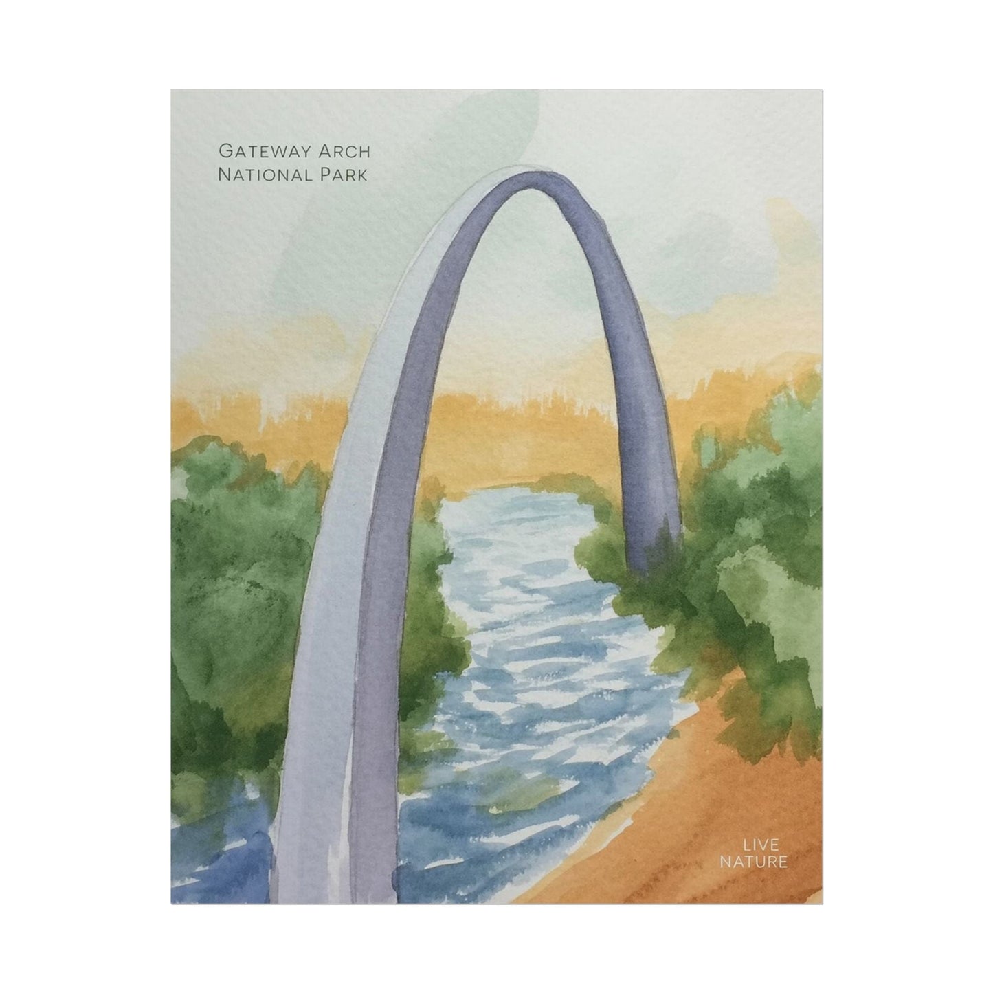Gateway Arch National Park Watercolor Poster Print