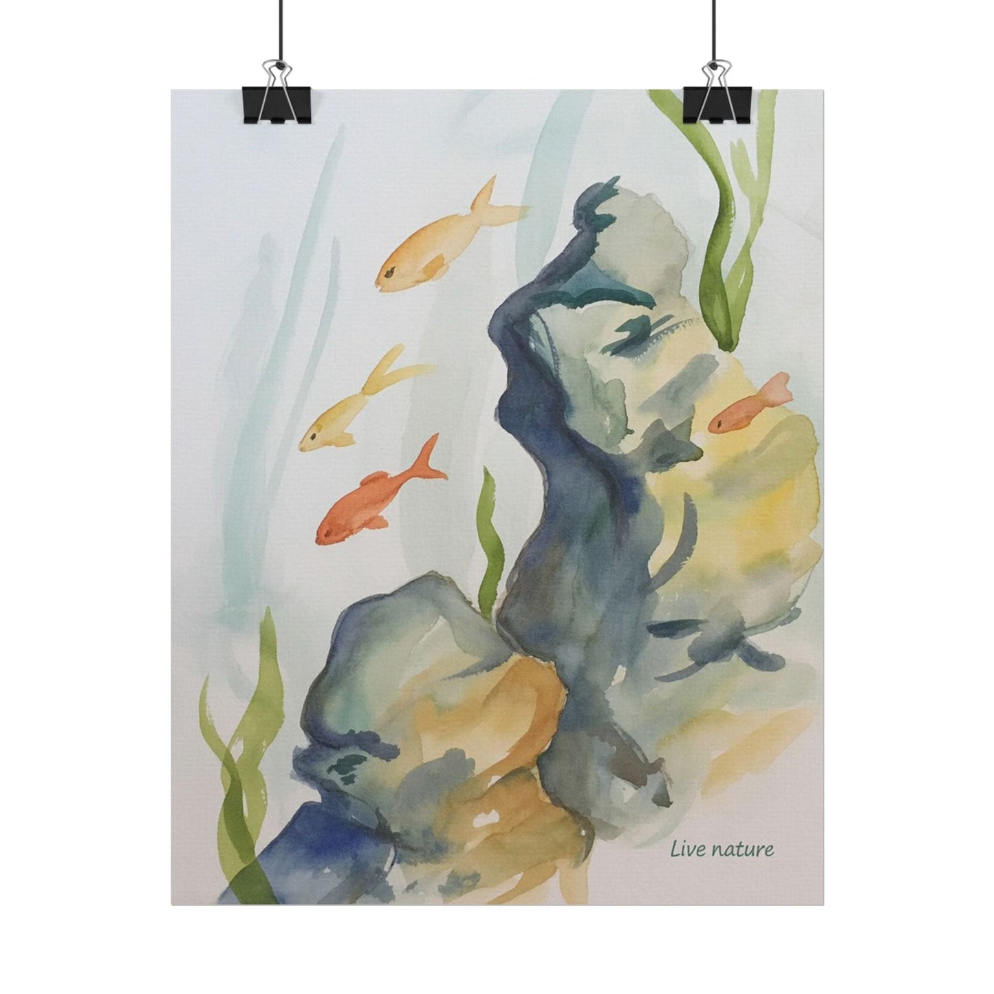 Underwater Reef Scene Watercolor Print 'Live Nature