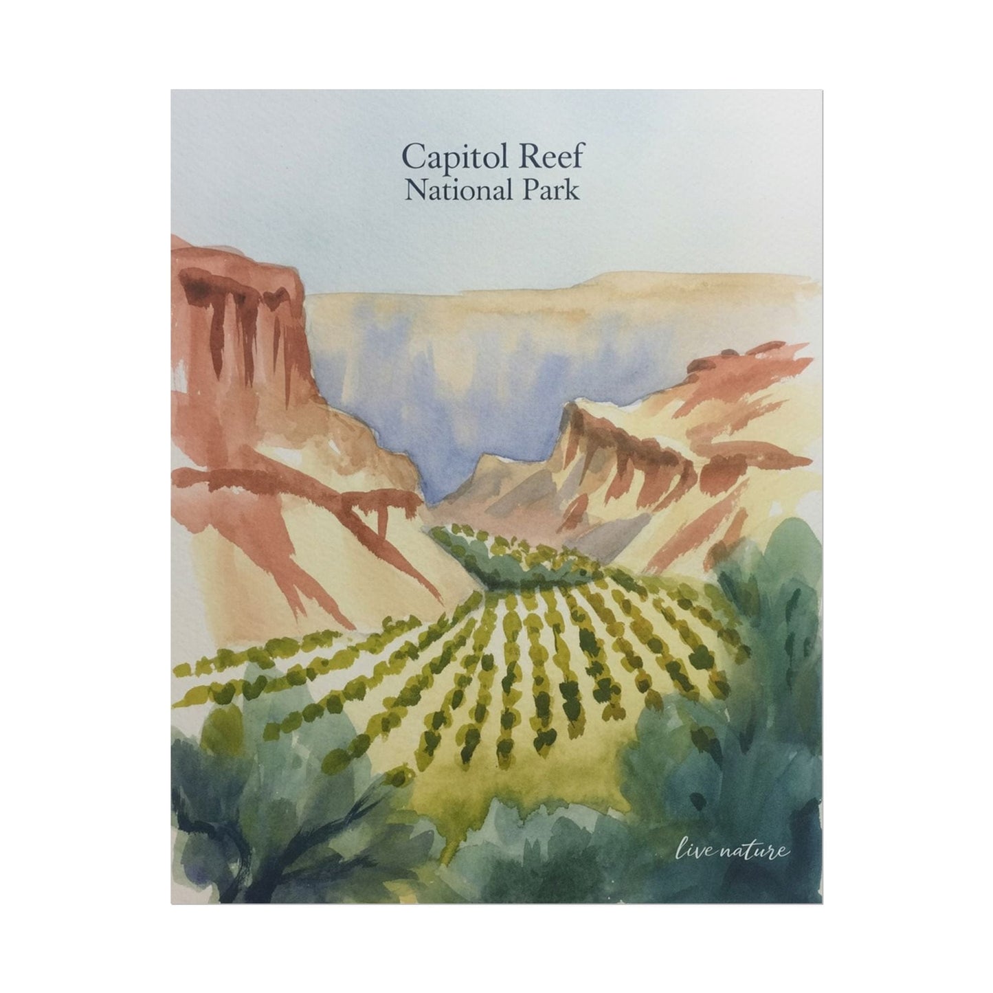 Capitol Reef National Park Watercolor Landscape Print