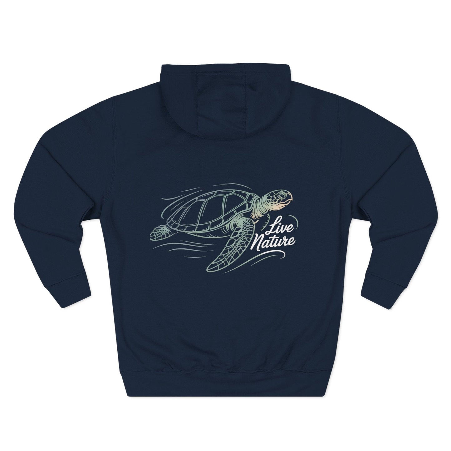 Three-Panel Fleece Hoodie - line-art-illustration-of-a-sea-turtle-gl_CXYPSlvYSdK4RbbzfiaDqQ_nwRMGR2vQcCtOfC5twm74Q (Front+Back) - Three-Panel Fleece Hoodie
